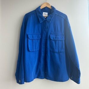 Zara oversized blue denim jacket